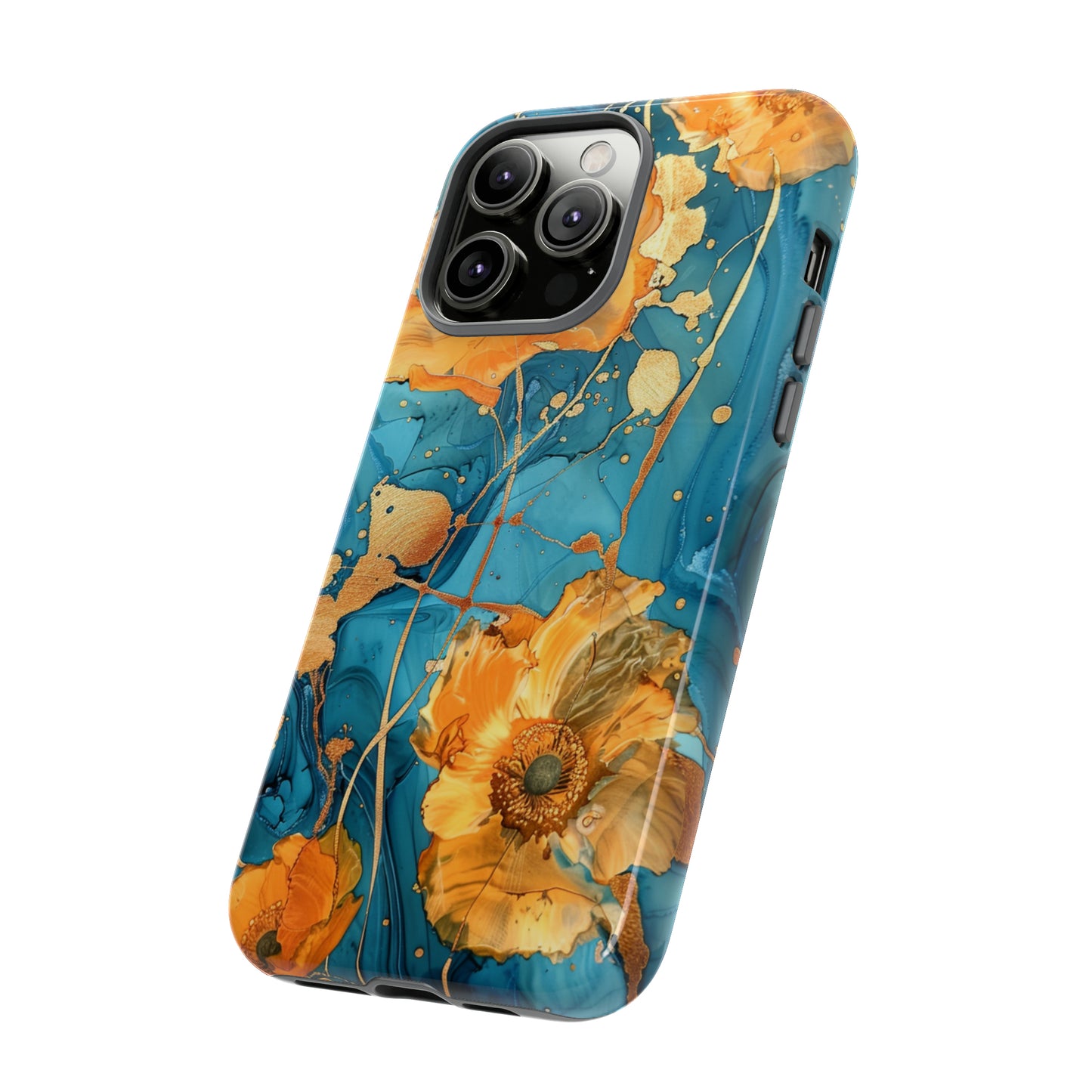 Gold Poppies Color Splash Floral Design Phone Case