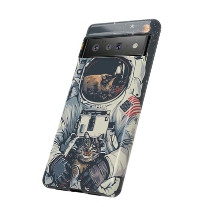 The Astronaut and the Cosmic Cat Phone Case