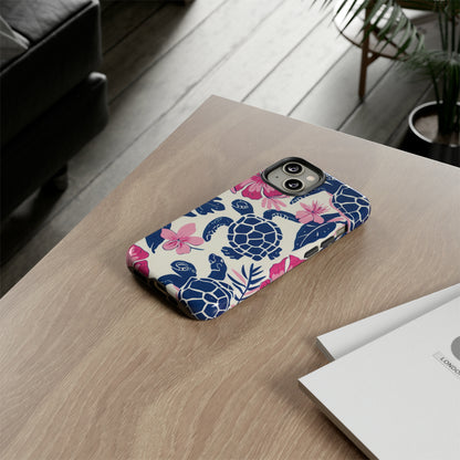 Undersea Floral Blue Sea Turtle Phone Case