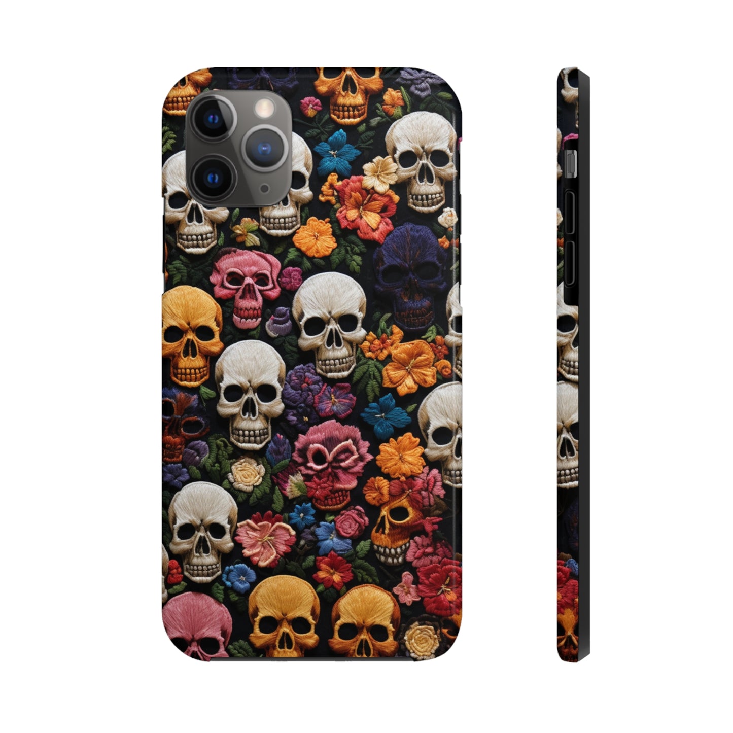 Embroidery Style Skulls Goth Dark Academia Tough Case iPhone Case