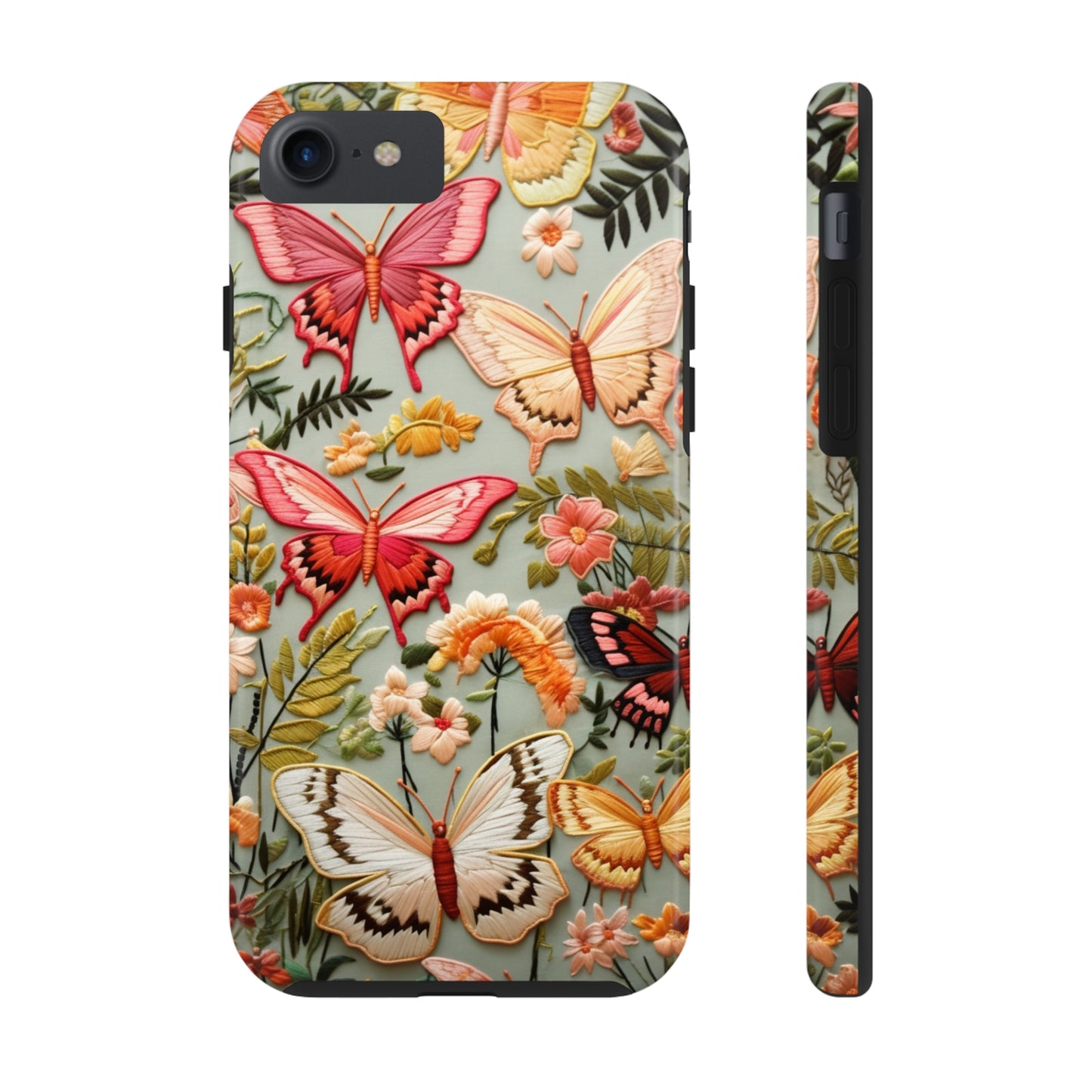 Embroidery Butterflies iPhone Case | Whimsical Elegance and Nature's Beauty in Handcrafted Detail