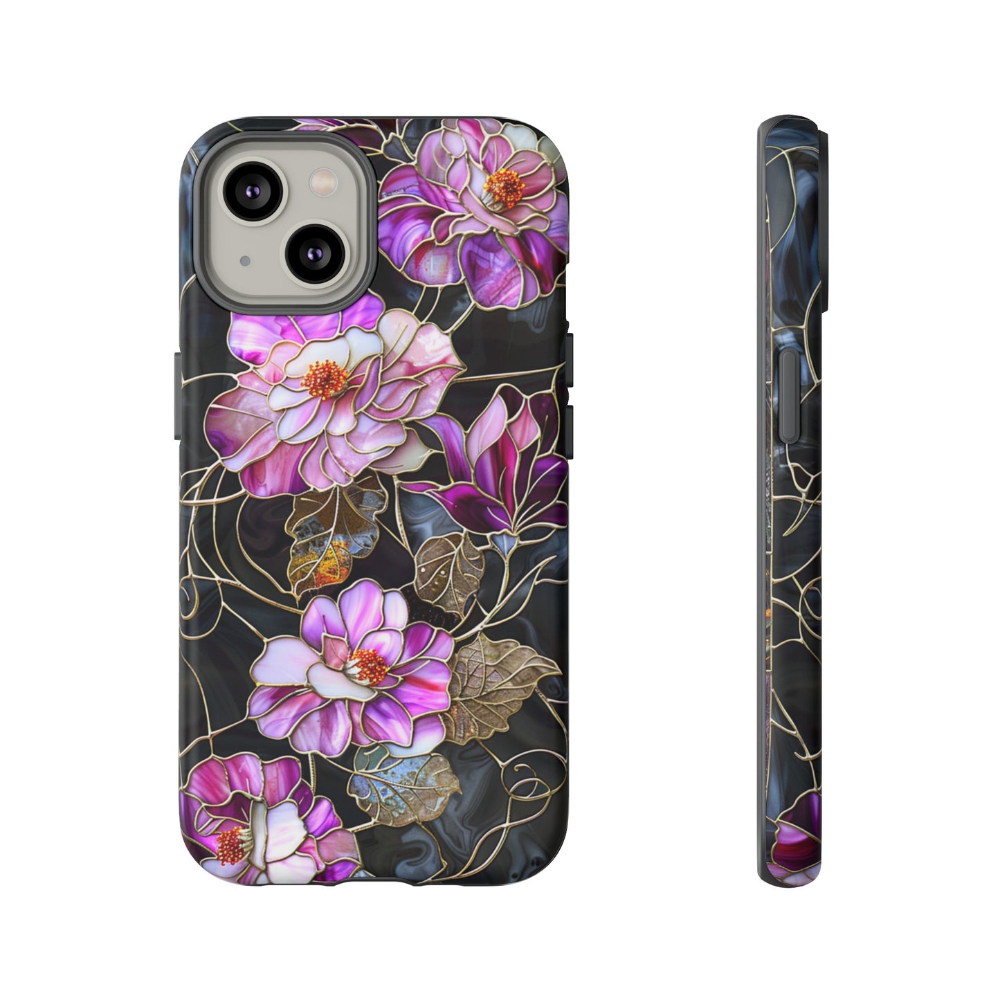 Magenta Color Floral Stained Glass Phone Case