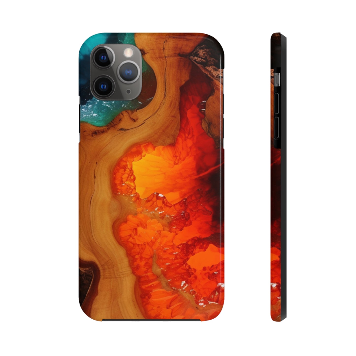 Faux Wood and Colorful Epoxy iPhone Case | Embrace the Beauty of Nature and Vibrant Artistry