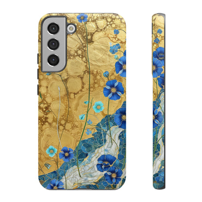 Forget Me Nots Gold Color Splash Floral Design Phone Case