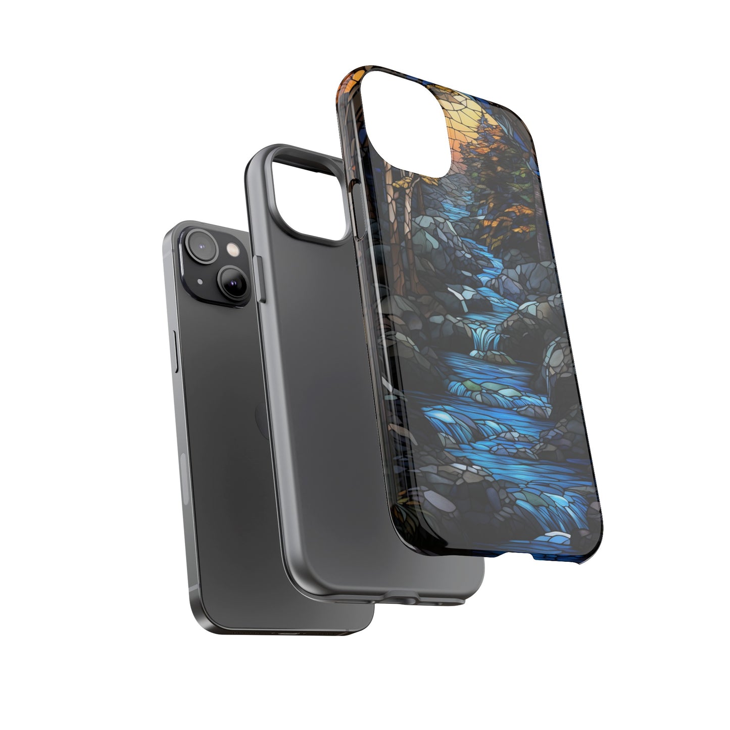 Stained Glass Stone Bridge and River Art Phone Case