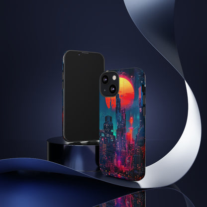 Cyberpunk Full Moon Cityscape Phone Case