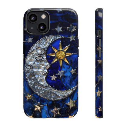 Cosmic Moon & Stars Stained Glass Starry Night Phone Case