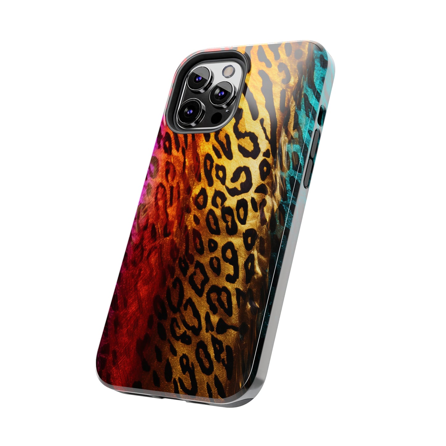 Kaleidoscopic Wild: Psychedelic Rainbow Leopard Print | Dazzling iPhone Case