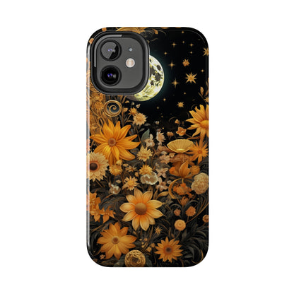 Cottagecore Floral Sun Moon Stars iPhone Case | Embrace Mystical Nature's Beauty