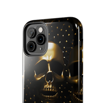 iPhone Tough Case | Dark Decadence: Gothic Gold Skulls and Studs  | Unveil Your Edgy Elegance