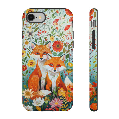 Foxes in the Floral Garden Phone Case