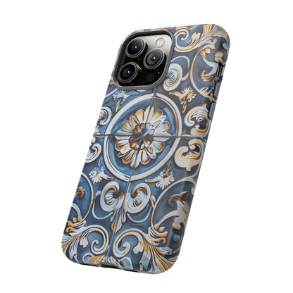 Azulejo Porcelain Blue & Creamy White Tile Mediterranean Design Phone Case