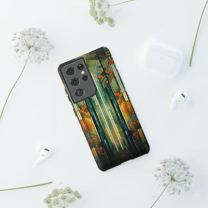 Art Deco Stained Glass floral Phone Case for iPhone 15, 14, Pro Max, 13, 12 & Samsung Galaxy S23, S22, S21, Google Pixel