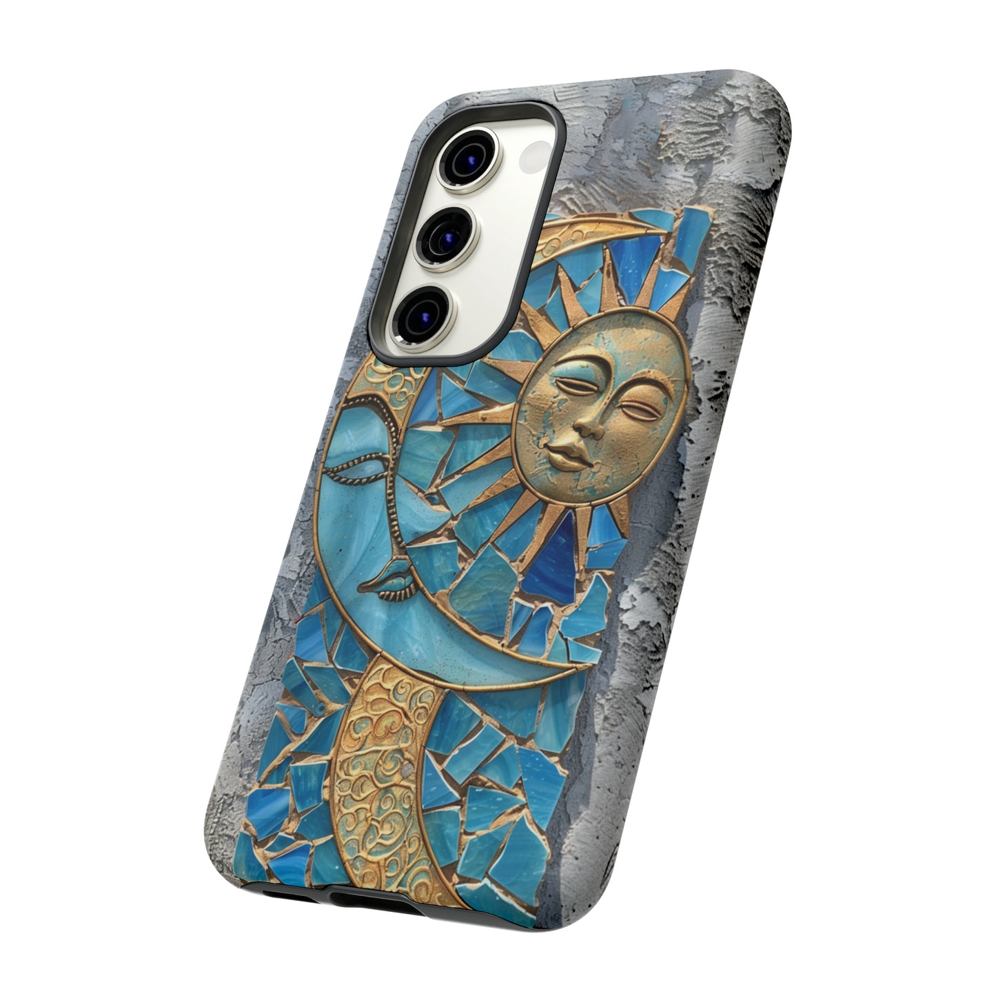 Boho Sun and Moon Mosaic Tile Stained Glass Phone Case