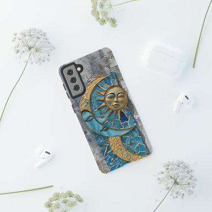 Boho Sun and Moon Mosaic Tile Stained Glass Phone Case