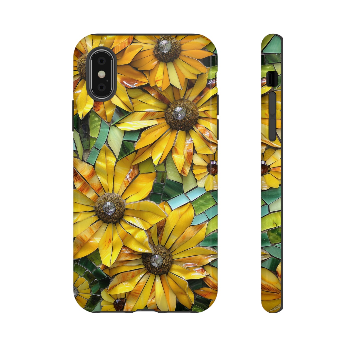 Yellow and Gold Daisy Mosaic Stained Glass Phone Case for iPhone 15, 14, Pro Max, 13, 12 & Samsung Galaxy S23, S22, S21, Google Pixel