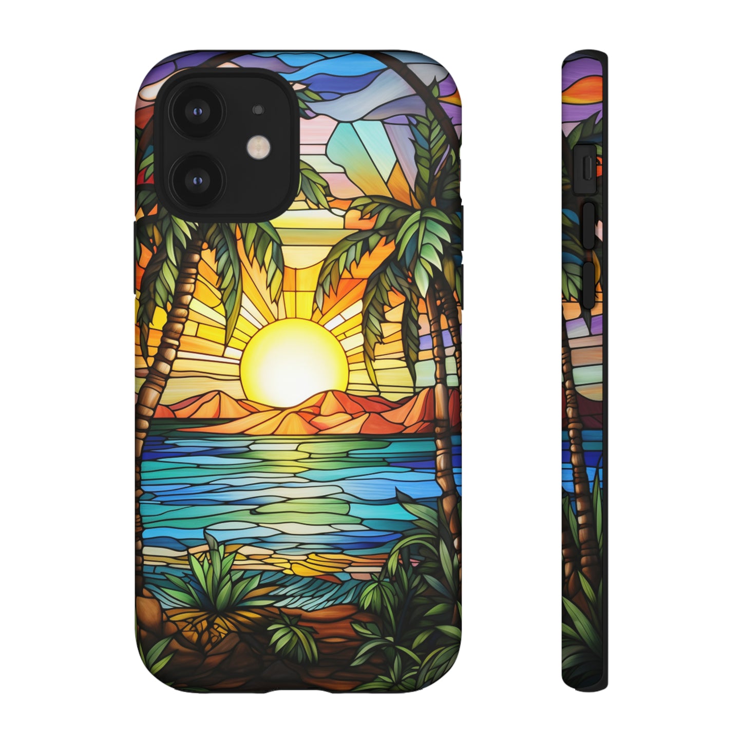 Tropical Stained Glass Sunset Beach