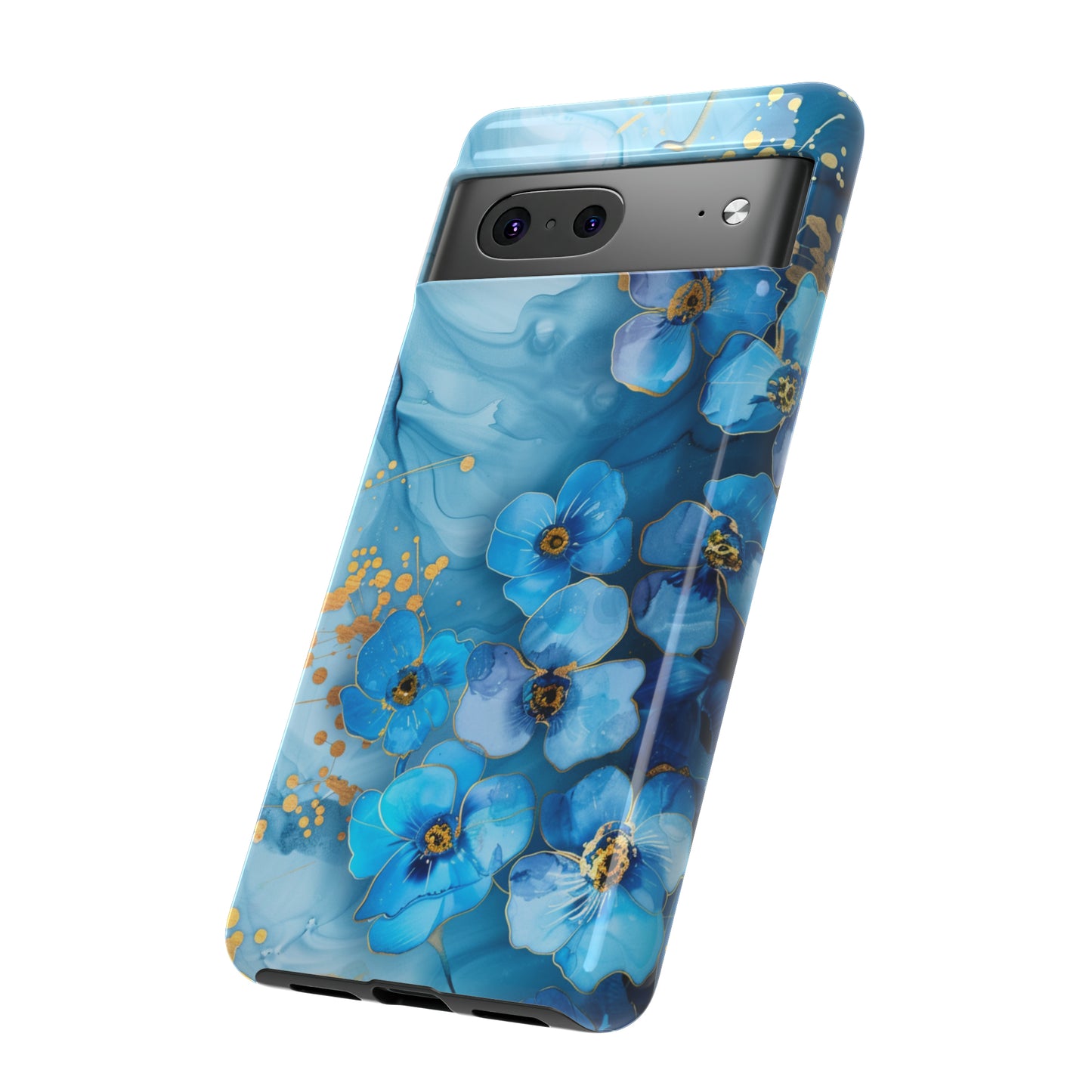 Forget Me Nots Gold Color Splash Floral Design Phone Case