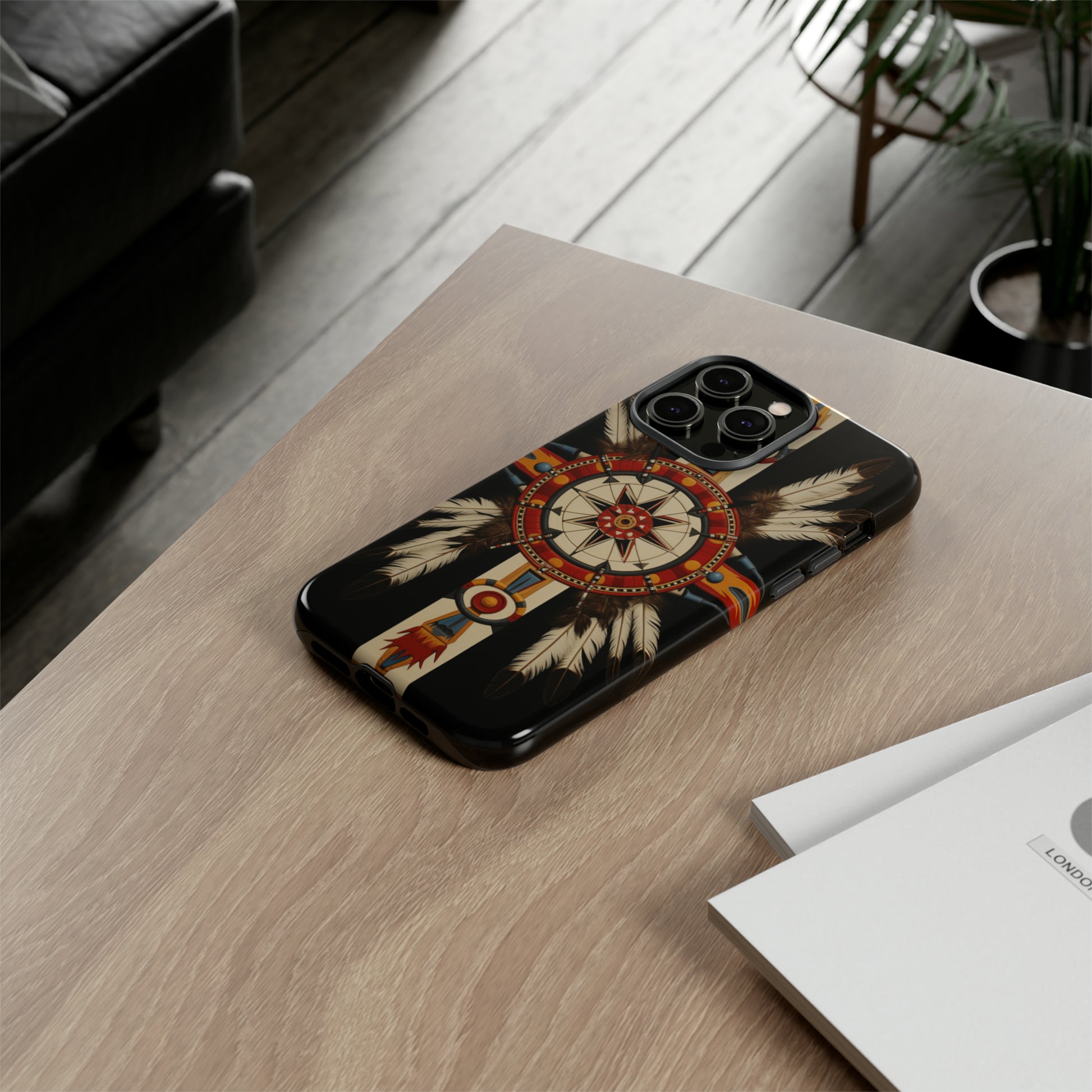 Artistic Navajo wheel design on iPhone case