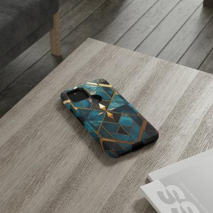 Gold and Blue Marble Mosaic Phone Case