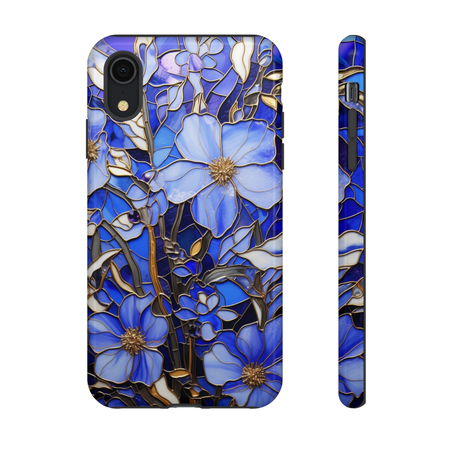 Periwinkle Stained Glass with Gold Inlay Phone Case for iPhone 15, 14, Pro Max, 13, 12 & Samsung Galaxy S23, S22, S21, Google Pixel