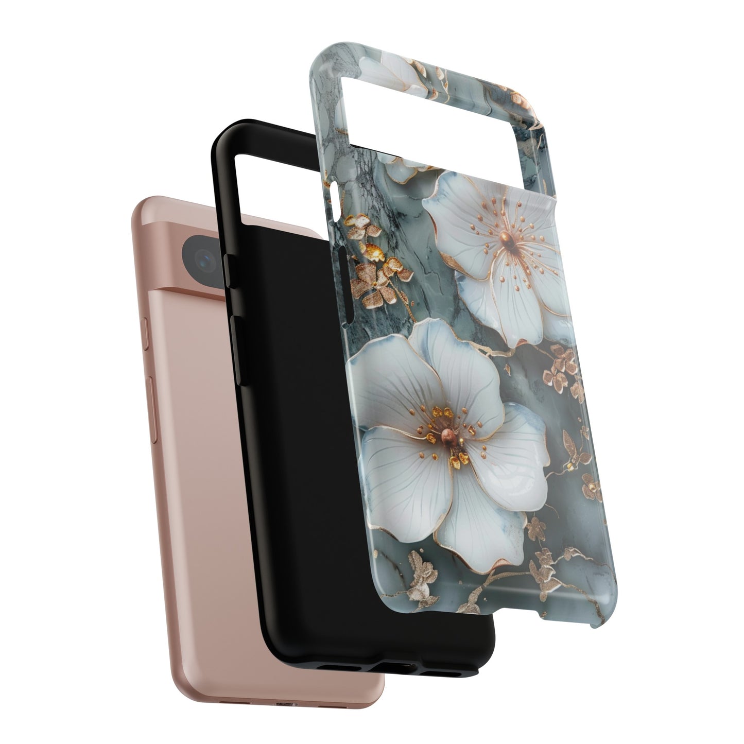 White Flower on Marble Stone  Phone Case