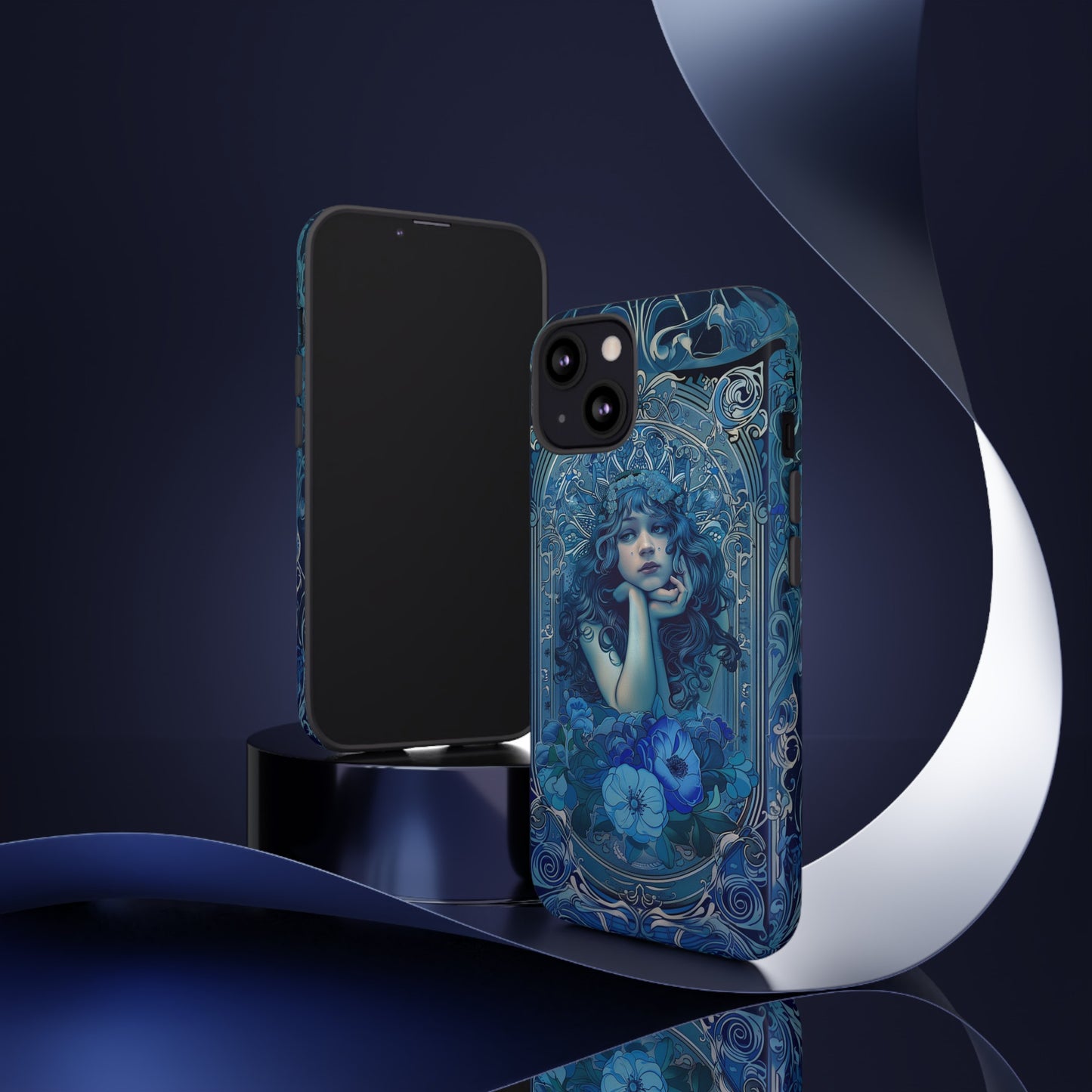 Blue Floral Art Nouveau Style Phone Case