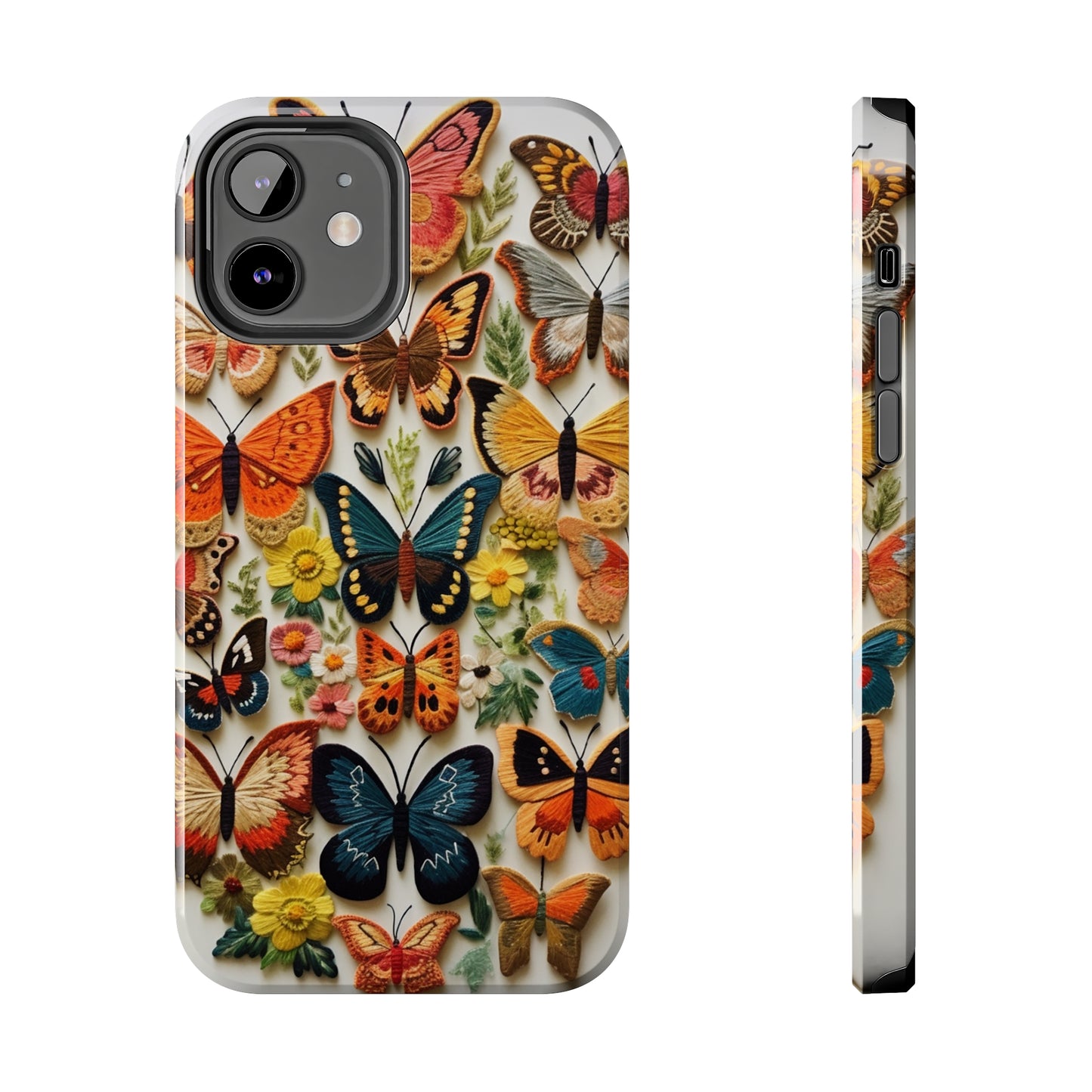 Embroidery Butterflies iPhone Case | Whimsical Elegance and Nature's Beauty in Handcrafted Detail