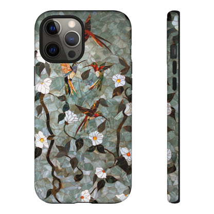 Stained Glass Hummingbirds and Flowers iPhone Case