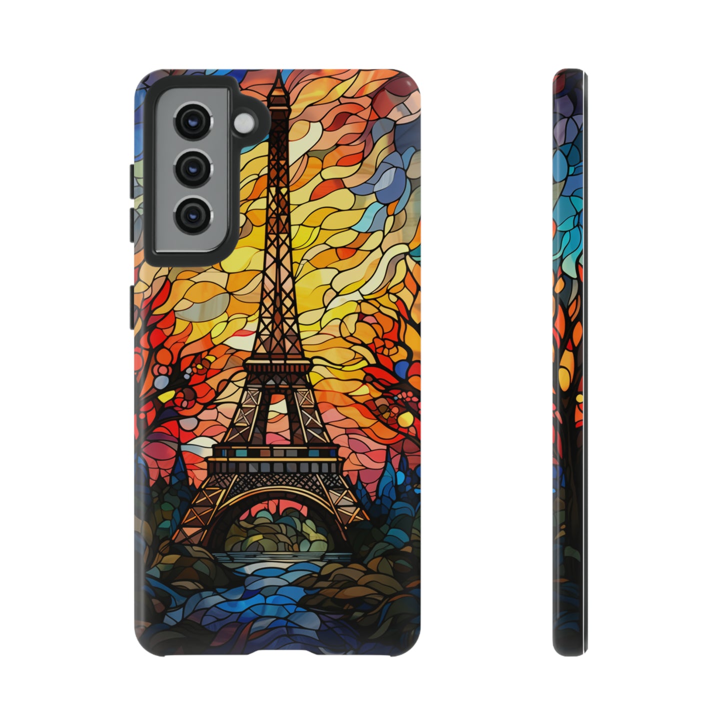 Parisian Elegance: Stained Glass Eiffel Tower | Artistic Flair iPhone Case for iPhone Models 11 through 14 Pro Max, Samsung Galaxy, and Google Pixel