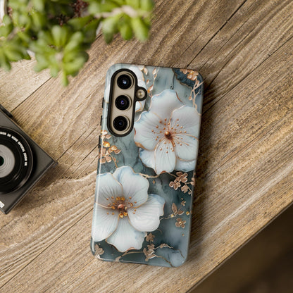 White Flower on Marble Stone  Phone Case