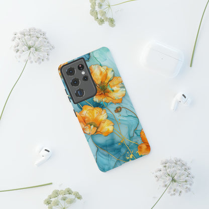 Gold Poppies Color Splash Floral Design Phone Case