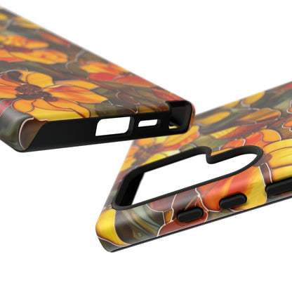 Orange Floral Phone Case Stained Glass Style