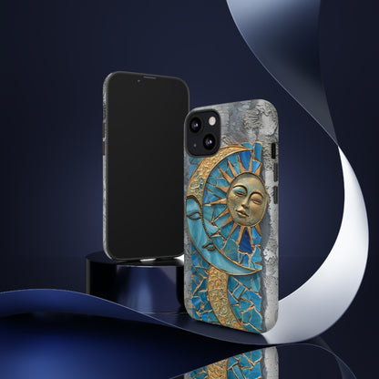 Boho Sun and Moon Mosaic Tile Stained Glass Phone Case