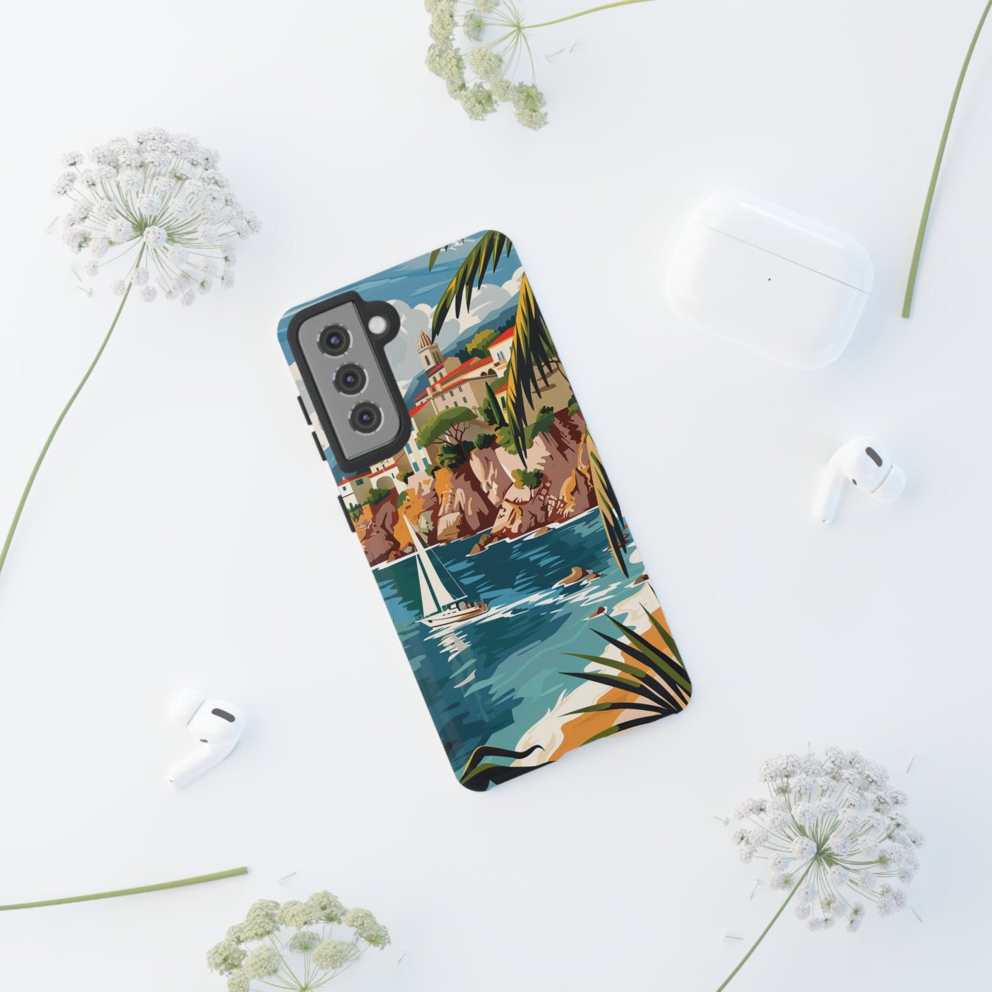 Midcentury French Riviera Sailboat Painting Phone Case