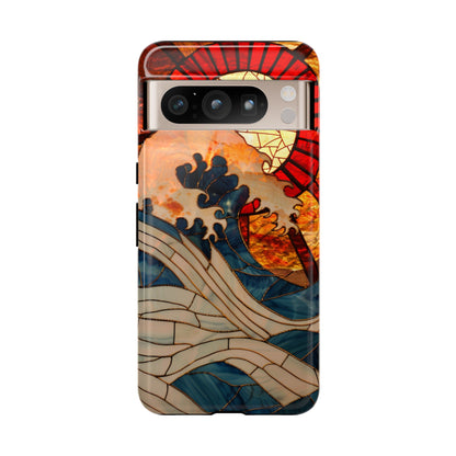 Japanese Rising Sun Phone Case Stained Glass Ocean Wave