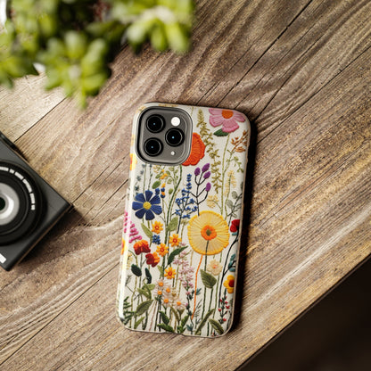 Wildflowers Floral Embroidery iPhone Case