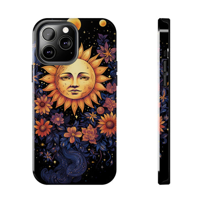 Cosmic Blooms: Floral Sun, Moon & Stars iPhone Case - Where Celestial Meets Botanical