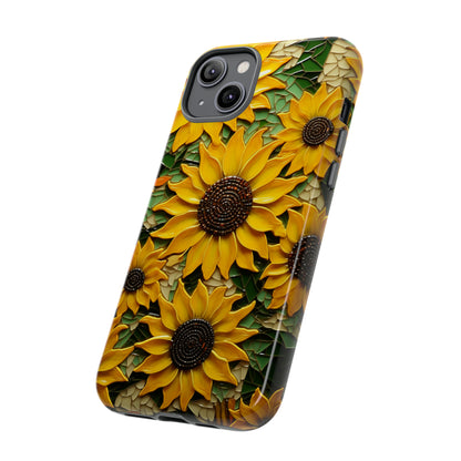 Sunflower Floral Color Explosion Mosaic Glass