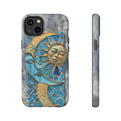 Boho Sun and Moon Mosaic Tile Stained Glass Phone Case