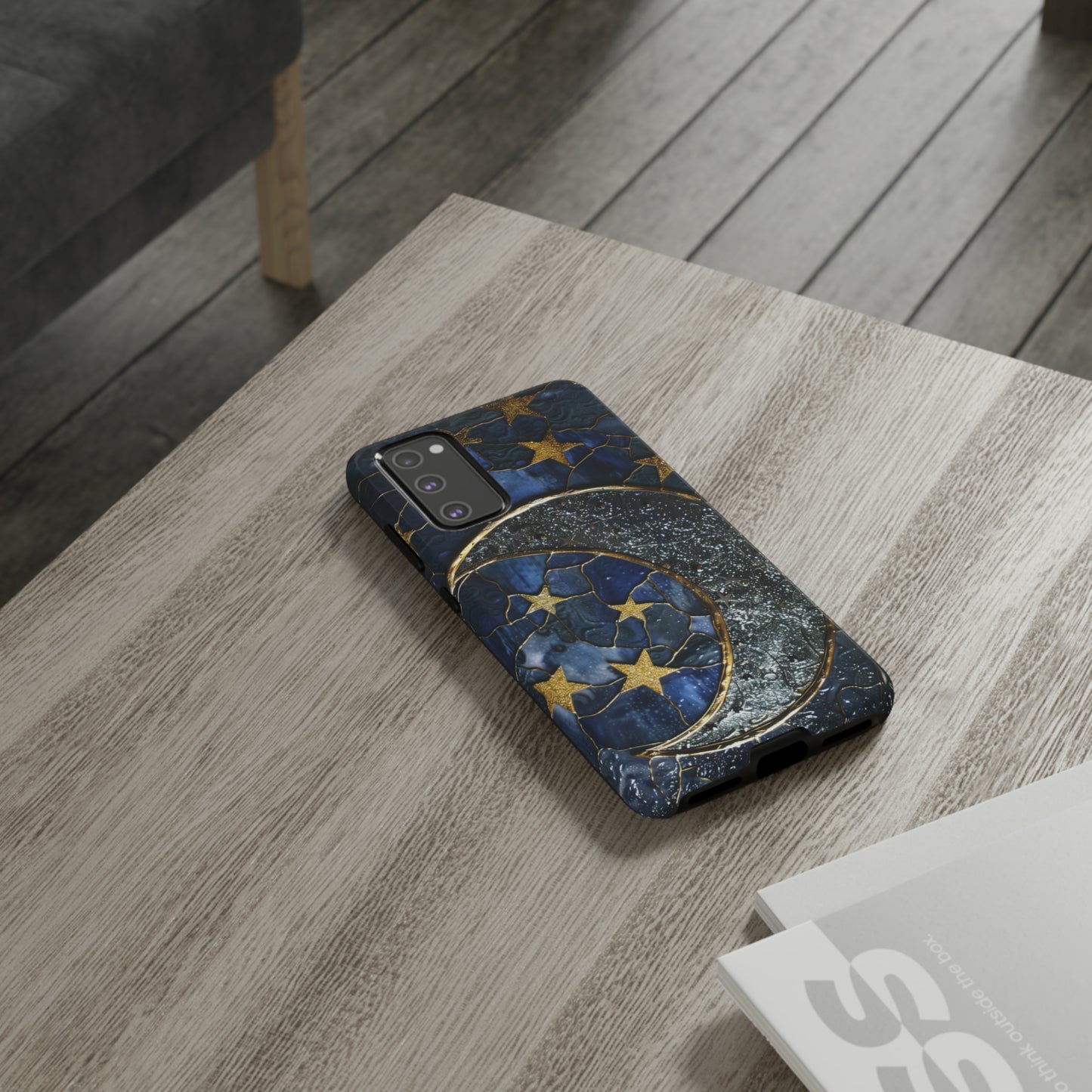 Moon Stars Stained Glass Starry Night Phone Case