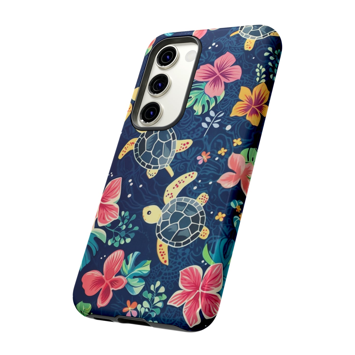 Undersea Floral Blue Sea Turtle Phone Case