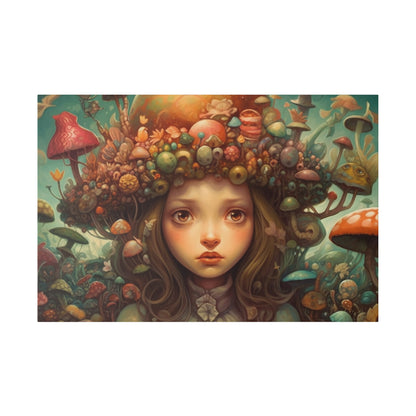 Surrealist Pop Art AI generated Head full of Magic Mushrooms | Stretched Canvas Print