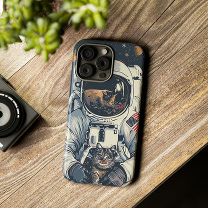 The Astronaut and the Cosmic Cat Phone Case