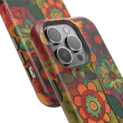 Retro Watercolor Abstract Floral Summer Style MagSafe Phone Case, iPhone 15 Case