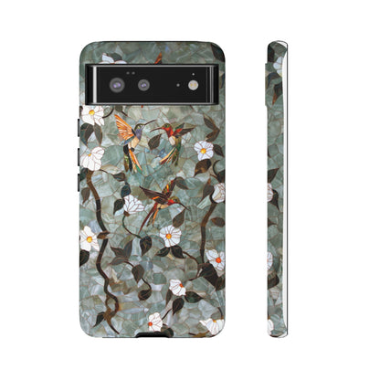 Stained Glass Hummingbirds and Flowers iPhone Case