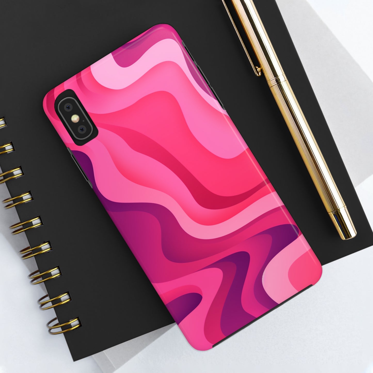 The Pink Wave iPhone Case Splash of Vibrance | Modern Art Meets Protection iPhone Tough Case