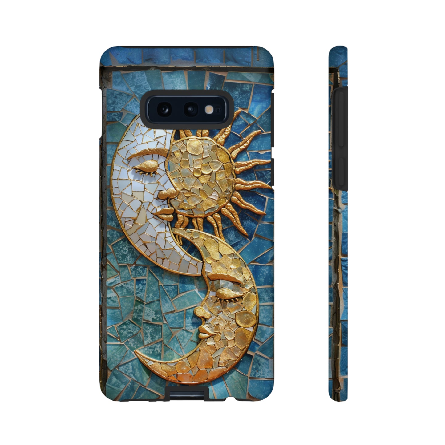 Boho Sun and Moon Mosaic Tile Stained Glass Phone Case