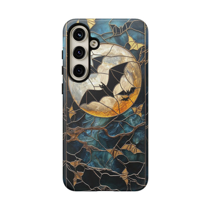 Halloween Phone Case Bats Stained Glass Style Spooky Moon Phone Cover