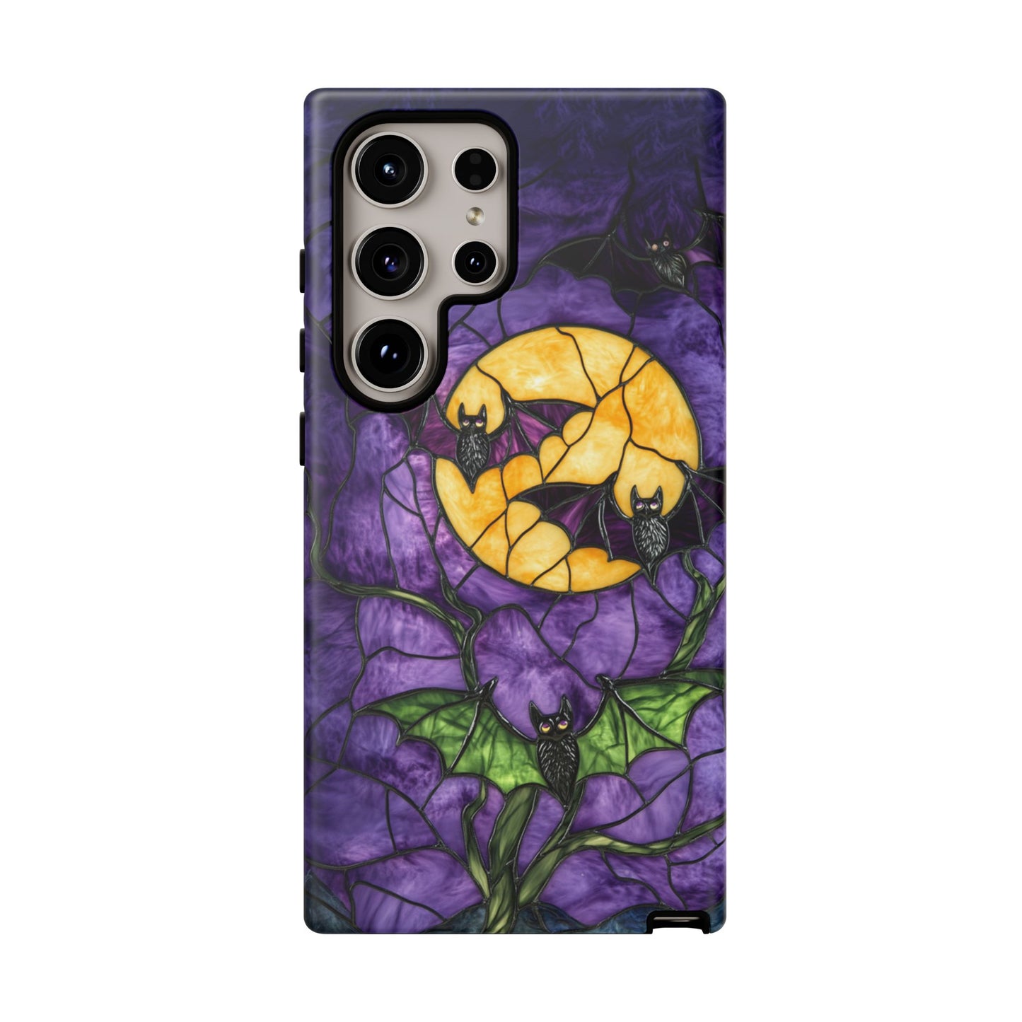 Full Moon Stained Glass Style Halloween Bats Phone Case